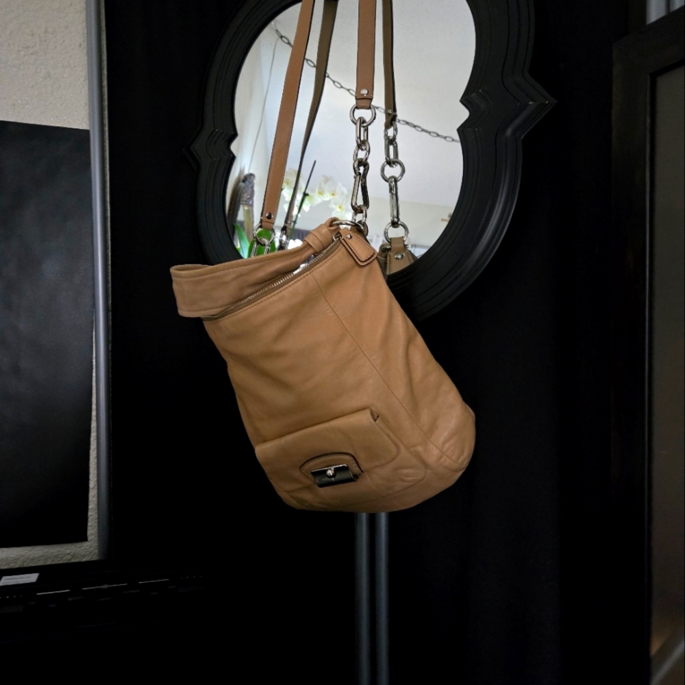 Coach Pink and Tan Leather Bag